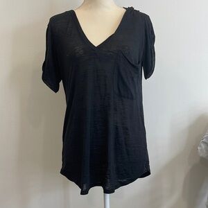 V-Neck Tee - with Pocket and Cinched Short Sleeve